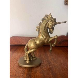 Galloping Unicorn Solid Brass Statue Figurine sculpture